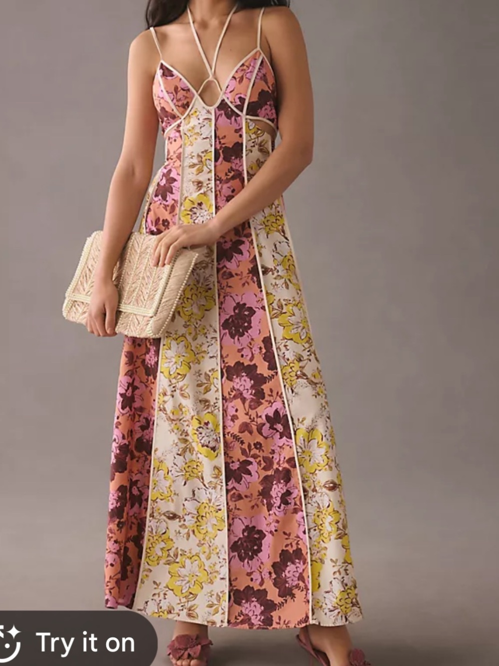 Significant Other Ana Floral Patchwork Maxi Dress - Pink, Yellow, Cream